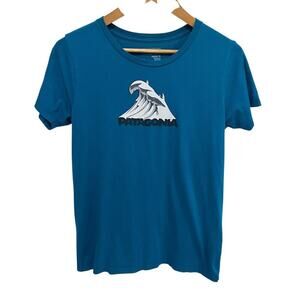 Patagonia Graphic Tee Waves Women's Medium Teal Outdoor T-Shirt Crew Neck